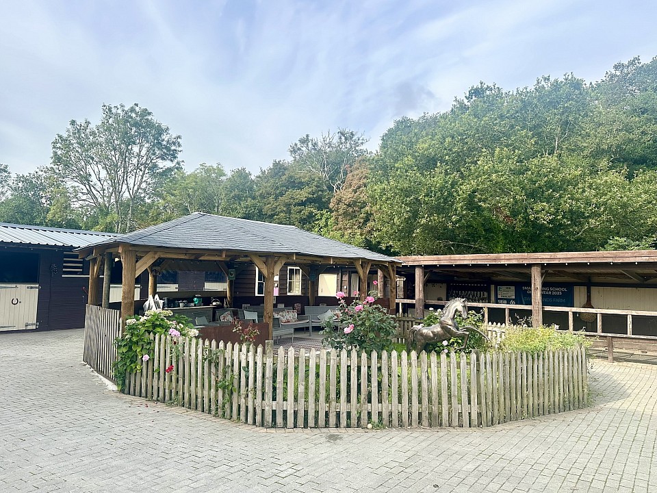 The stables, decking area and pony barn